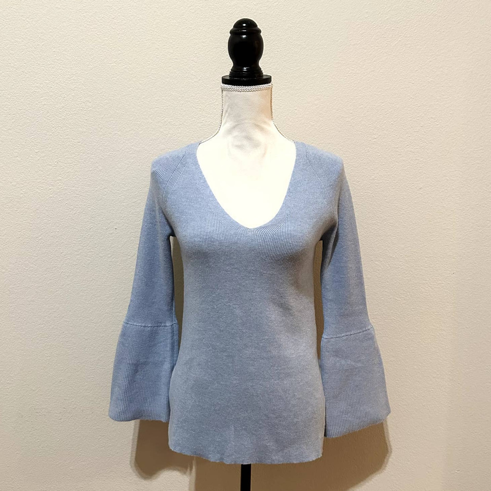 #8 J.Crew Peplum Bell Sleeve Sweater | River Blue | XS